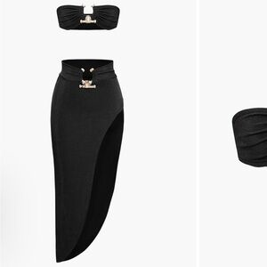 Black with gold hardware - Two piece halter top and skirt